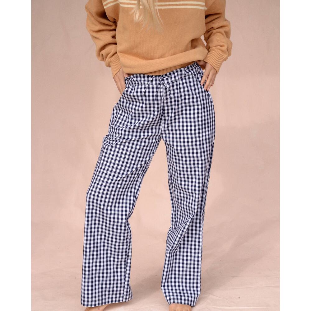 NWT Sonderhaus PERFECT PANTS IN NAVY GINGHAM size XS